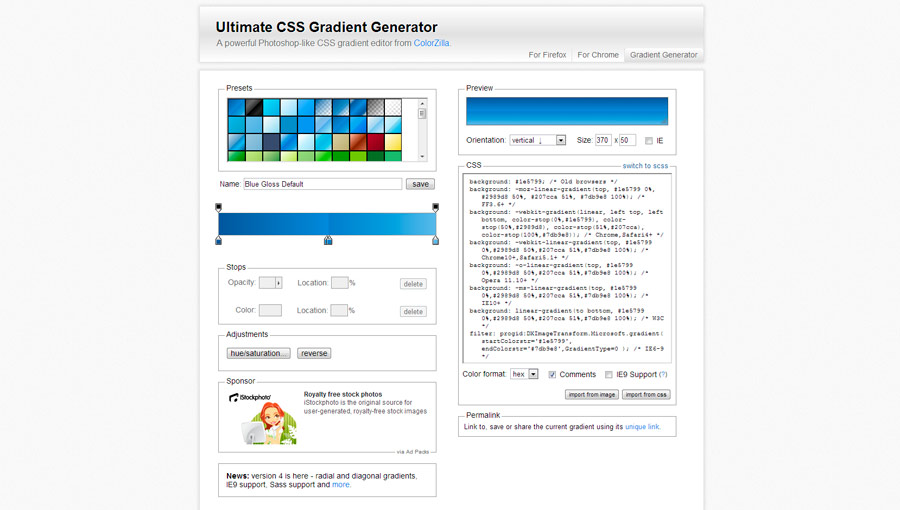 Ultimate CSS3 Gradients Generator